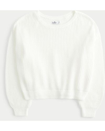 Hollister Lässiger Pullover mit Rundhalsausschnitt - Weiß