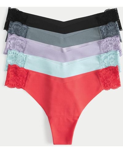 Hollister Gilly Hicks Lace-side No-show Thong Underwear 5-pack - Red