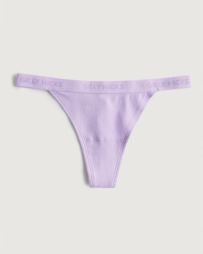 Hollister Gilly Hicks Ribbed Cotton Thong Underwear - Purple