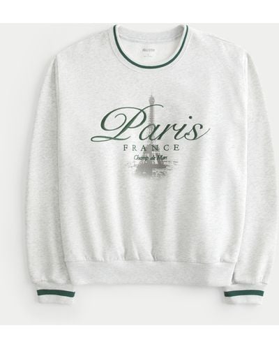 Hollister Lässiges Sweatshirt mit Paris-Grafik und Rundhalsausschnitt - Grau