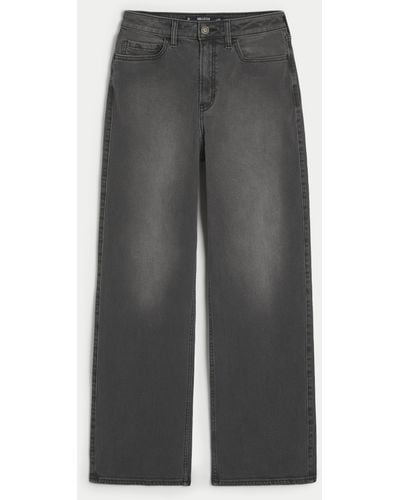 Hollister Ultra High-rise Washed Black Baggy Jeans - Grey