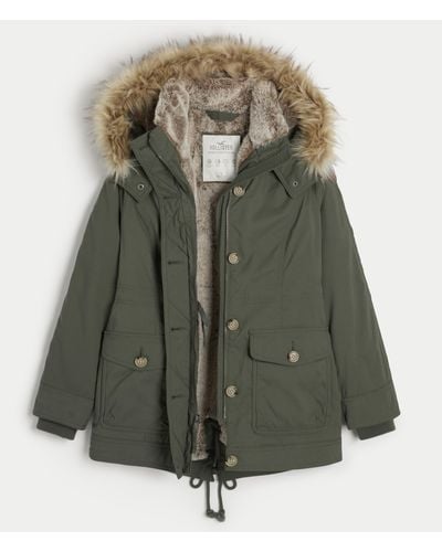 Hollister Faux Fur-lined Cosy Parka - Green