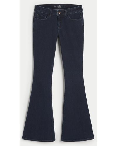 Hollister Low-rise Dark Wash Flare Jeans - Blue