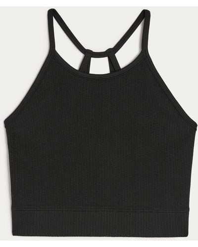 Hollister Gilly Hicks Active Ribbed Seamless Fabric High-neck Tank - Black