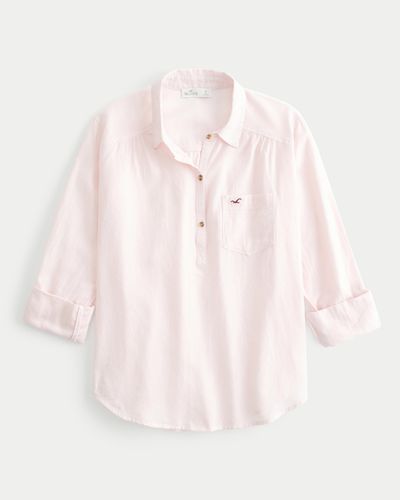 Hollister Easy Cotton Popover Shirt - Pink