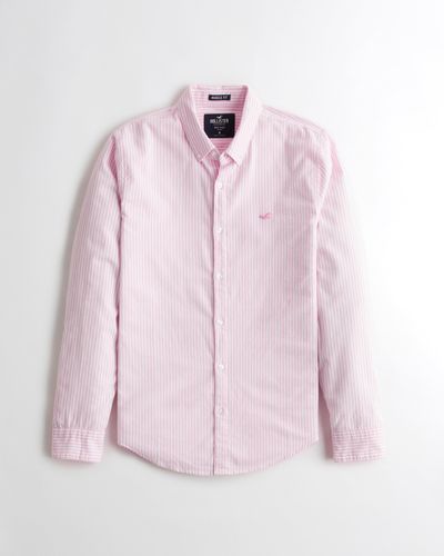 Hollister Muscle Fit Stretch Oxford Shirt - Pink