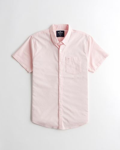 Hollister Kurzärmliges Oxford-Hemd mit Stretch - Pink
