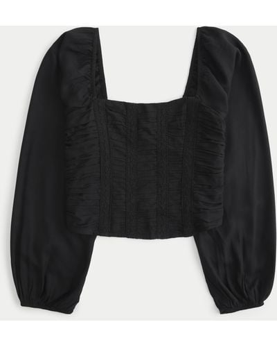 Hollister Long-sleeve Ruched Top - Black