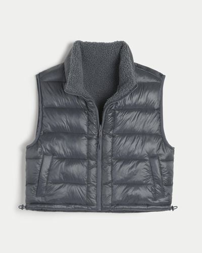 Hollister Gilly Hicks Sherpa-lined Reversible Vest - Grey