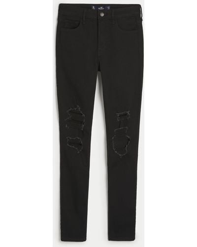 Hollister High-rise Ripped Black Super Skinny Jeans