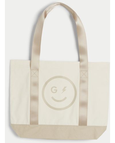Hollister Gilly Hicks Canvas Logo Tote - Natural
