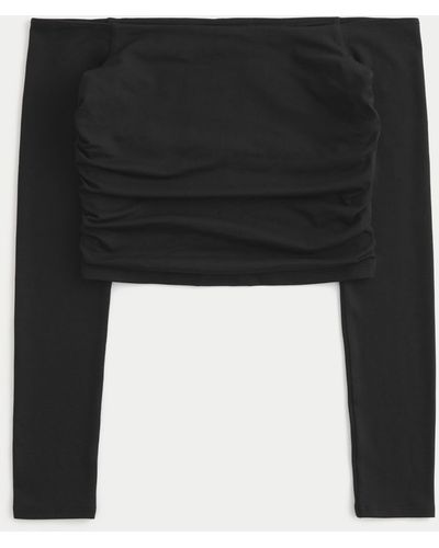 Hollister Soft Stretch Seamless Fabric Off-the-shoulder Shirred Top - Black