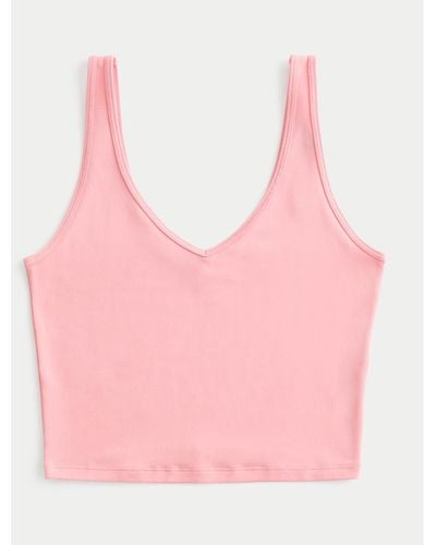 Hollister Soft Stretch Seamless Fabric V-neck Tank - Pink