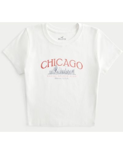 Hollister Baby-Tee mit Chicago-Grafik - Weiß