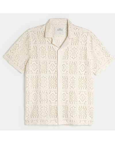 Hollister Relaxed Short-sleeve Lace Shirt - Natural