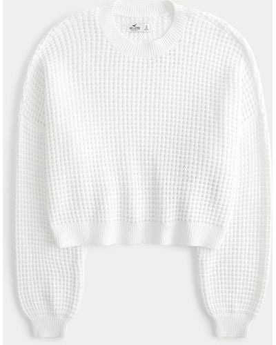Hollister Easy Waffle Crew Jumper - White