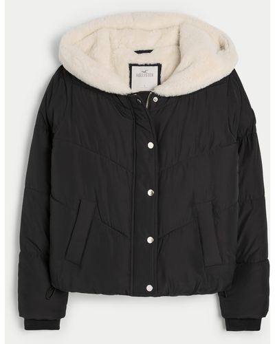 Hollister Cozy-lined Puffer Jacket - Black