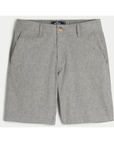 Hollister Flex-Waist-Shorts aus einer Leinenmischung mit einer Schrittlänge von 23 cm. - Grau