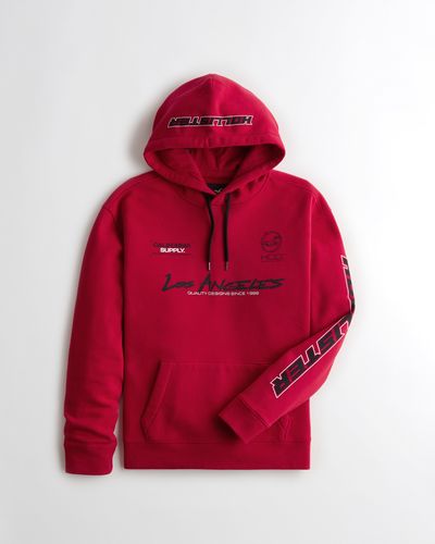 Hollister Print Graphic Hoodie - Red