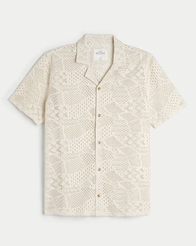 Hollister Relaxed Short-sleeve Lace Shirt - Natural