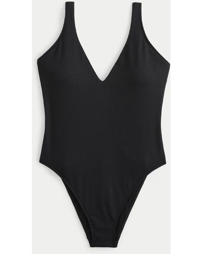 Hollister Ribbed One-piece Swimsuit - Black