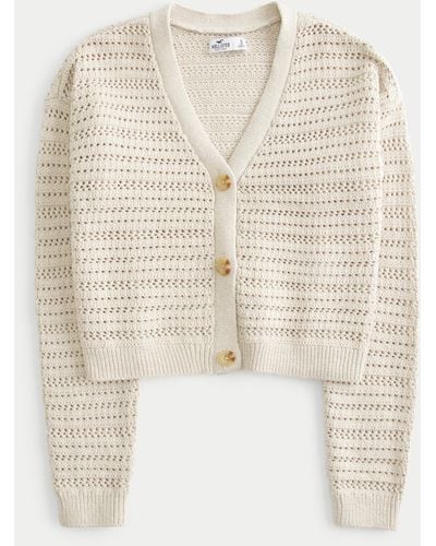 Hollister Easy Open-stitch Crochet-style Cardigan - Natural