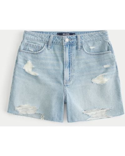 Hollister Ultra High Rise Jeans-Shorts in heller Waschung mit Rissen, 13 cm - Grün
