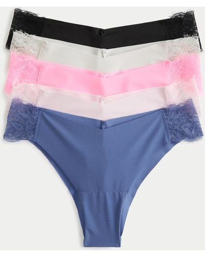 Hollister Gilly Hicks Lace-side No-show Cheeky Underwear 5-pack - Blue