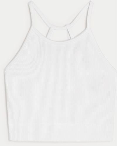 Hollister Gilly Hicks Active Ribbed Seamless Fabric High-neck Tank - White