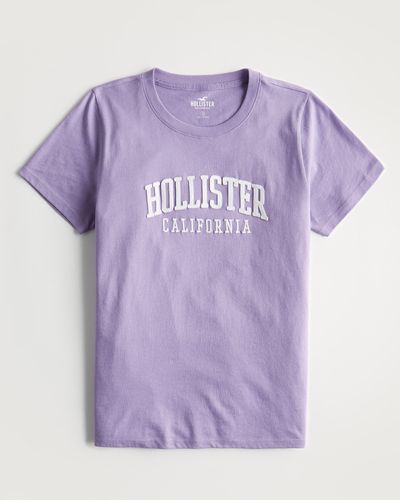 Hollister Applique Logo Graphic Tee - Purple