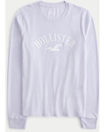 Hollister Long-sleeve Logo Graphic Tee - Purple