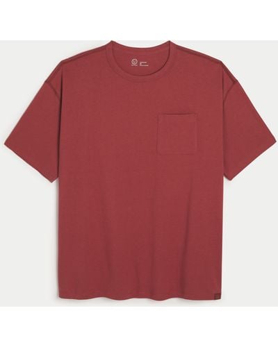 Hollister Gilly Hicks Oversized Pocket Tee - Red