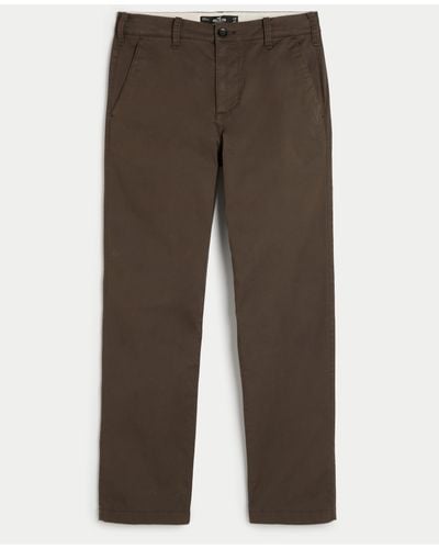 Hollister Slim Straight Chino Trousers - Brown