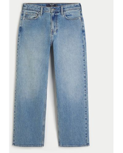 Hollister Premium Medium Wash Baggy Jeans - Blue