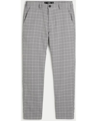 Hollister Skinny Windowpane Check Chino Trousers - Grey