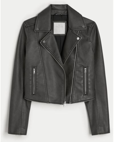 Hollister Vegan Leather Biker Jacket - Black