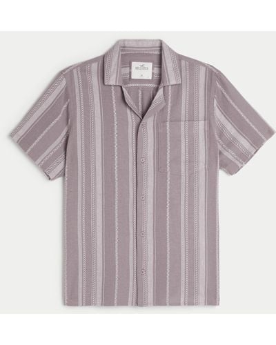 Hollister Boxy Short-sleeve Striped Shirt - Purple