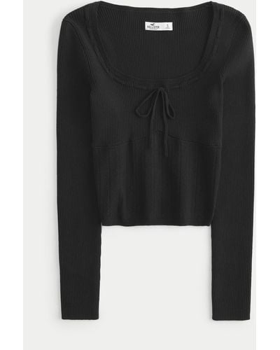 Hollister Women Pullover Sweater Knitted Long Sleeves Crew Neck Black –  Goodfair