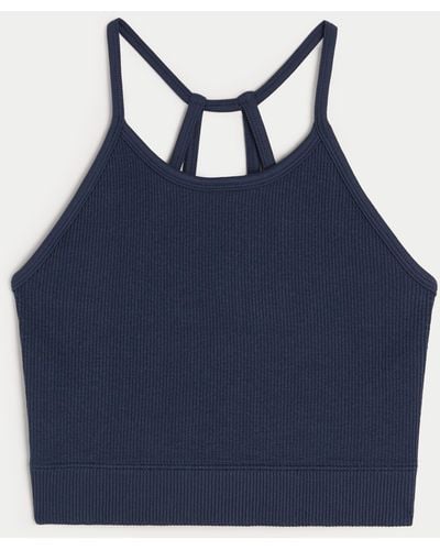 Hollister Gilly Hicks Active Ribbed Seamless Fabric High-neck Tank - Blue