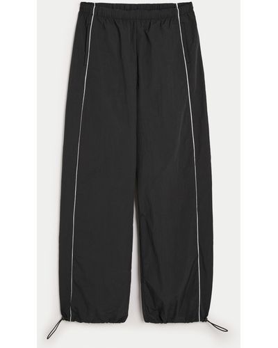 Hollister Gilly Hicks Active Tipped Crinkle Parachute Trousers - Black
