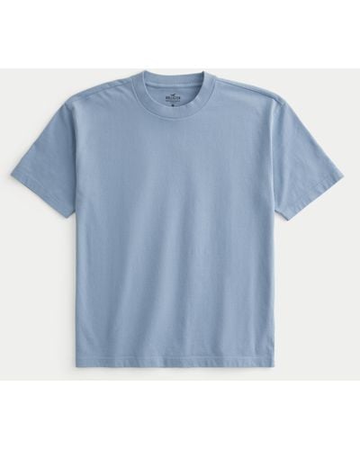 Hollister Schweres kastiges T-Shirt mit Rundhalsausschnitt - Blau