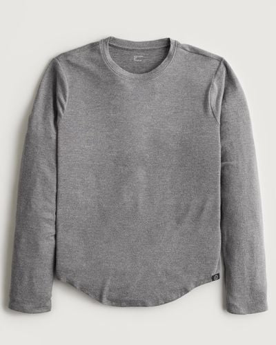 Hollister Gilly Hicks Cosy Long-sleeve Curved Hem T-shirt - Grey