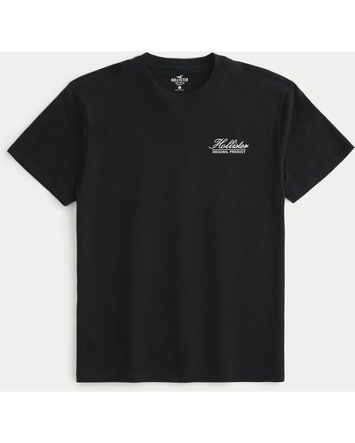 Hollister Graphic Solid Black Short Sleeve T-Shirt Size M - 47% off