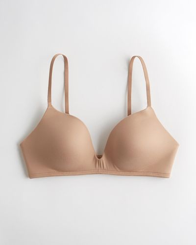 Hollister Gilly Hicks Bare Comfort Wireless Lightly Lined Plunge Bra - Natural