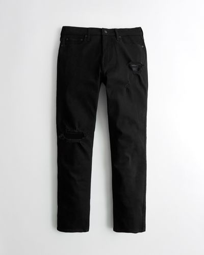 Hollister Ripped Black No Fade Athletic Slim Straight Jeans
