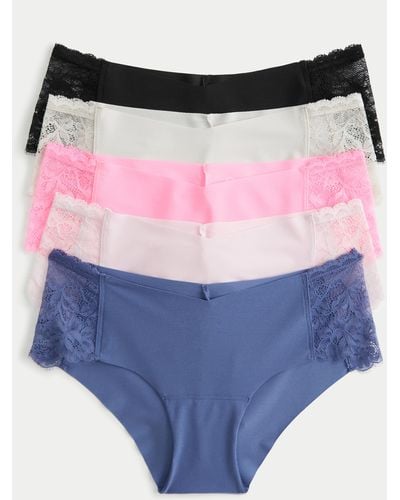 Hollister Gilly Hicks Lace-side No-show Hiphugger Underwear 5-pack - Blue