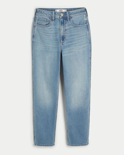 Hollister Curvy Ultra High Rise Mom-Jeans in mittlerer Waschung - Blau