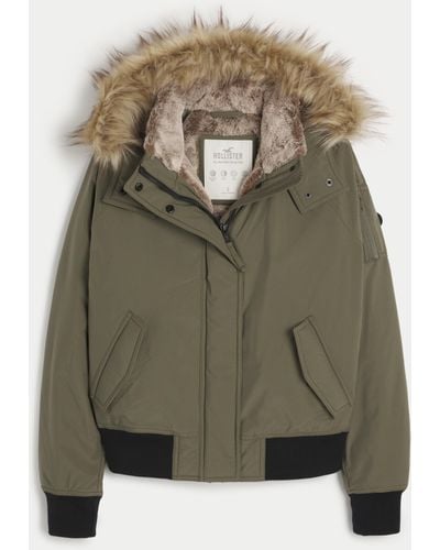 Hollister All-weather Faux Fur-lined Bomber Jacket - Green
