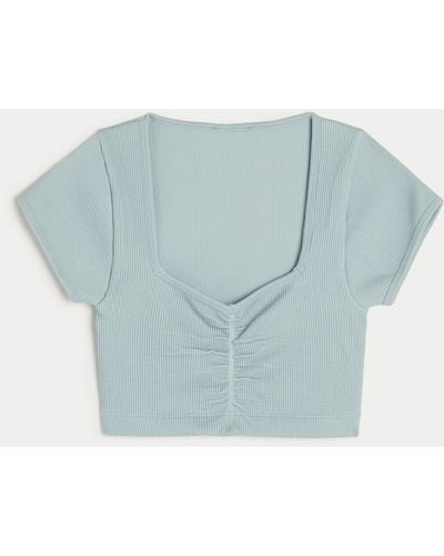 Hollister Gilly Hicks Ribbed Seamless Fabric Scoop Top - Blue