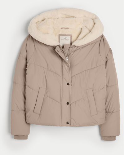 Hollister Cozy-lined Puffer Jacket - Natural
